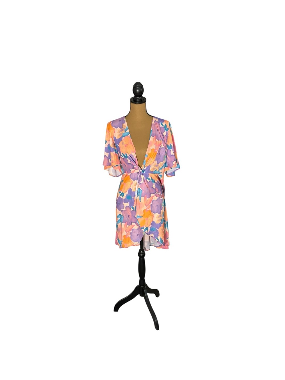 CUPSHE Christa Floral Plunge Maxi Dress XL V-Neck Boho Vacation Resort